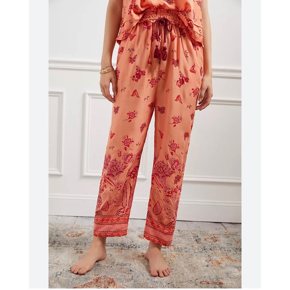 Anthropologie Keep Awake Boho Floral 100% Modal Jogger‎ Pants Peach Women's M